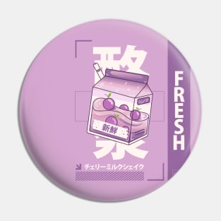 funny retro 90s japanese kawaii cherry milk shake carton Pin