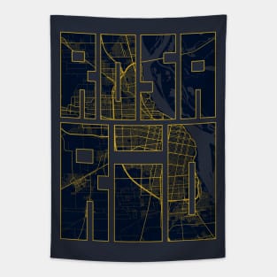 Rosario, Argentina City Map Typography - Gold Art Deco Tapestry