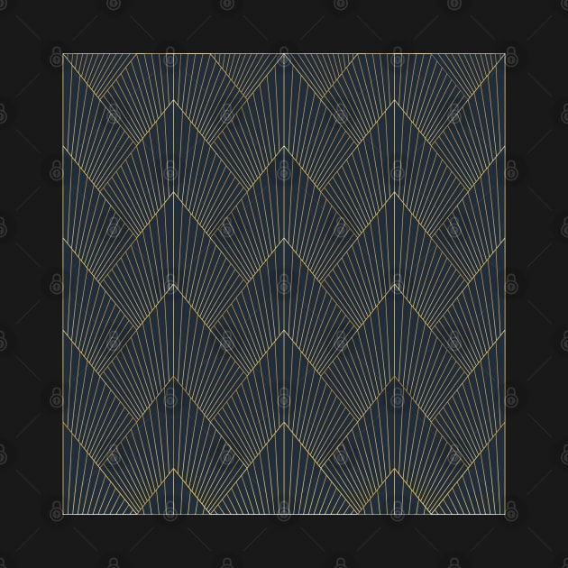 Art Deco golden chevron pattern navy and gold by kallyfactory