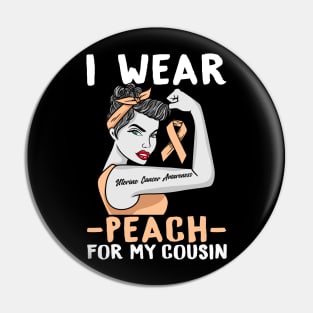 I Wear Peach - Uterine Cancer Awareness T-Shirt Pin