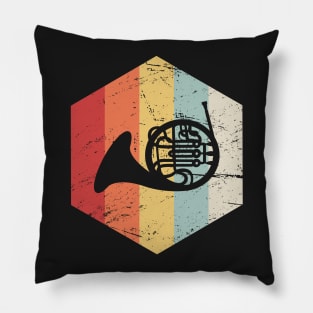 Retro Vintage French Horn Marching Band Icon Pillow