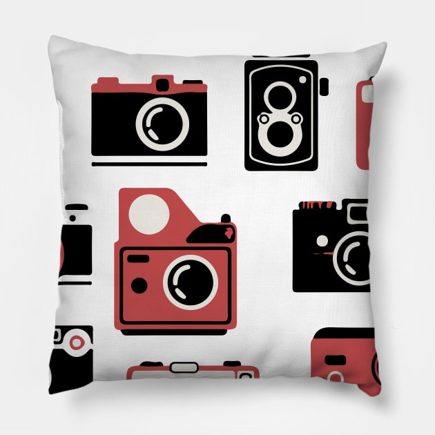 vintage cameras Pillow by nomadearthdesign