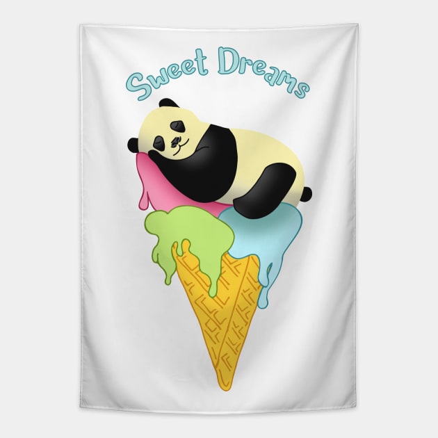 Ice Cream Panda Doodle | Cute Sweet Dreams Tapestry by FandomizedRose