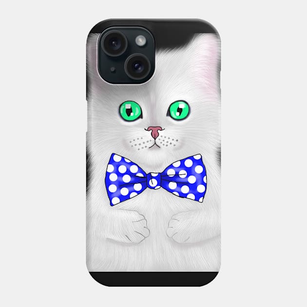 Funny Cat With Bowtie Wearing Glasses Gift Phone Case by Merchweaver