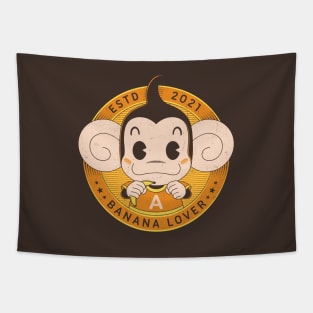 Monkey Banana Lover Tapestry