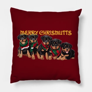 Merry Chrismutts Dog Family Holiday Greeting 2 Pillow