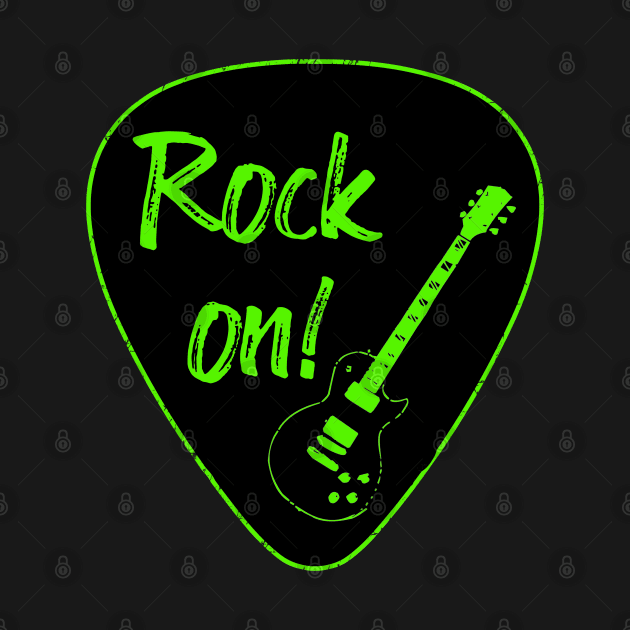 Rock on guitar pick by Scar