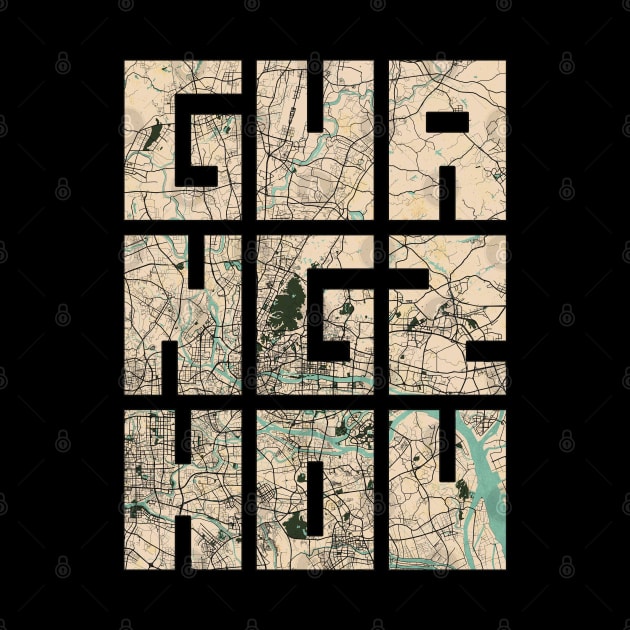 Guangzhou, USA City Map Typography - Vintage by deMAP Studio