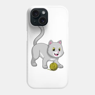 Cat with Wool yarn ball Phone Case