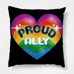 PRIDE Month Proud Ally Rainbow Pride Heart Pillow