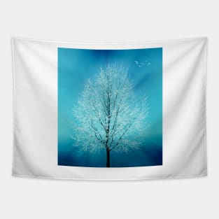 Winter Tree In Blue Tapestry