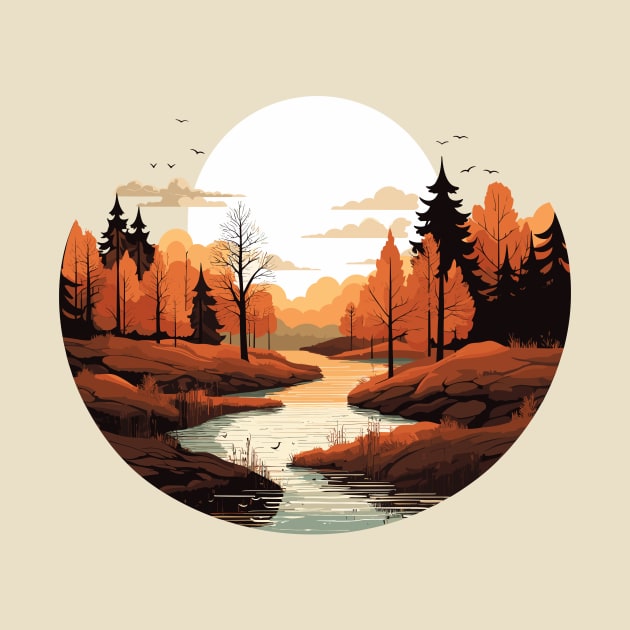 Fall Landscape Vector Art by Mad Swell Designs