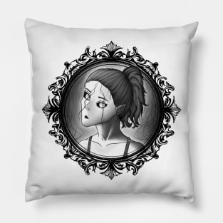 Young Woman Trapped in Her Thoughts Pillow