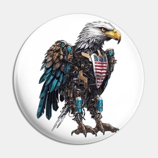 Robot Bald Eagle Pin