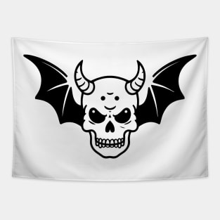 Skull with Horns and Wings Tapestry