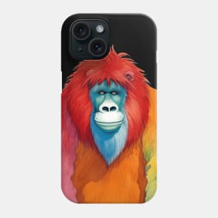 Thailand's Orangutans: Multicolored Orangutan Charm on a Dark Background Phone Case