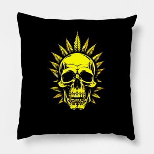 Golden Skull Leaves Pillow