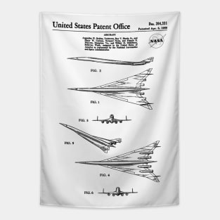 NASA Supersonic Airplane Patent Black Tapestry