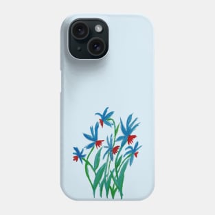 Hand painted watercolor floral blue and red flowers Phone Case