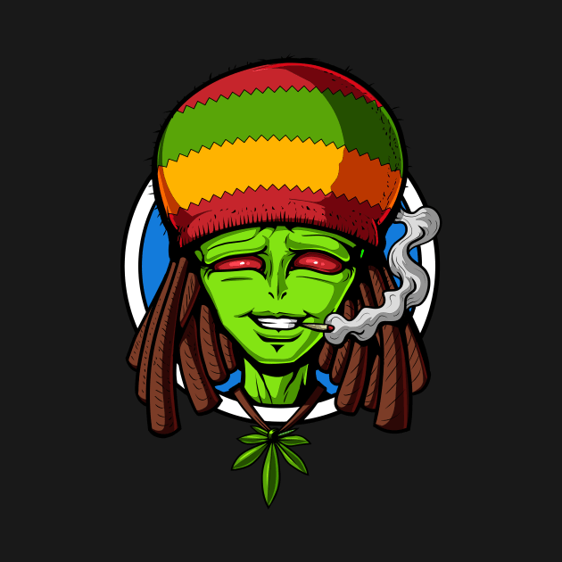 Rastafarian Stoner Alien Smoking Weed by underheaven