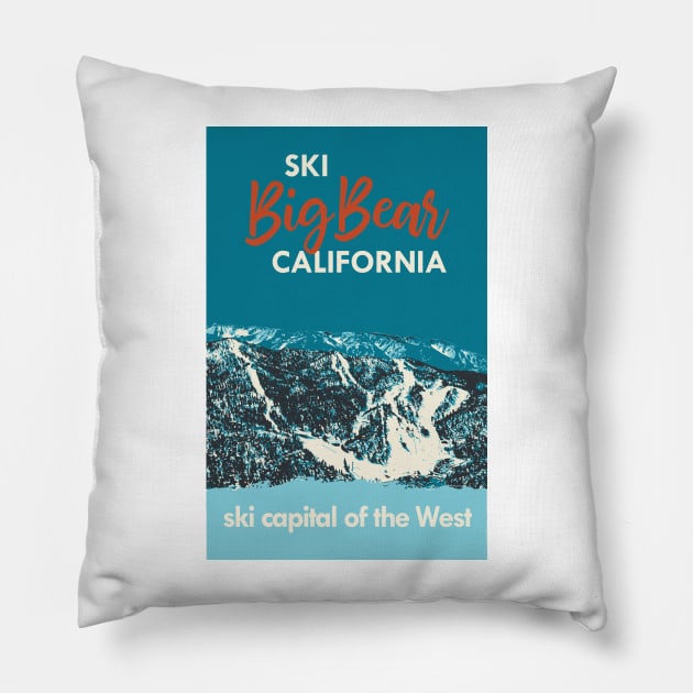 Big Bear Vintage Ski Poster Pillow by ROEDERcraft