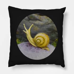 Painted Yellow Snail Moves Through Life Slowly Pillow