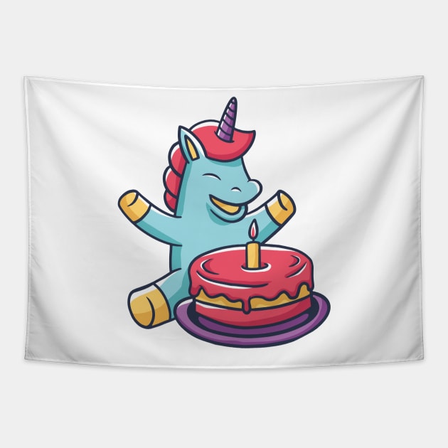 baby unicorn birthday awesome gift Tapestry by Midoart