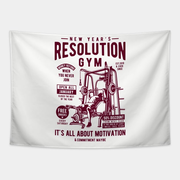 NEW YEAR'S RESOLUTION GYM Tapestry by manospd