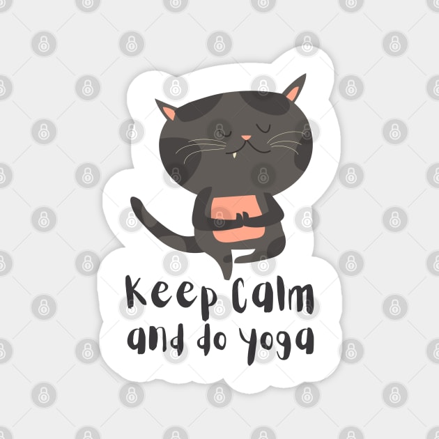 Keep Calm and Do Yoga Cute Cat Posture Magnet by DMRStudio