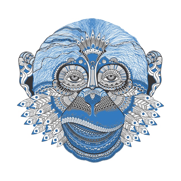 Crazy blue monkey by tonkashirts