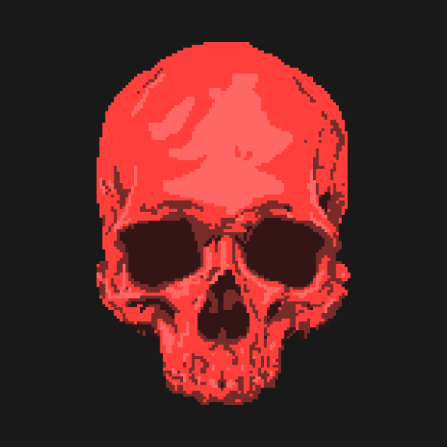 Red Pixelation Skull by penciltrooper