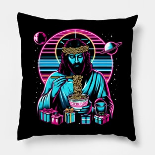 RAMEN JESUS PLANETS GIFT RETRO 80'S NEON VIBE Pillow