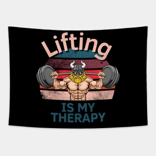 Lifting Is My Therapy Viking Edition Tapestry