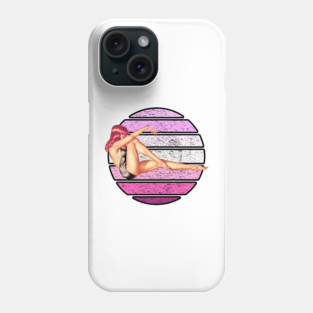 Pink Hair Pin Up Girl Retro Sunset Phone Case by AdrianaHolmesArt