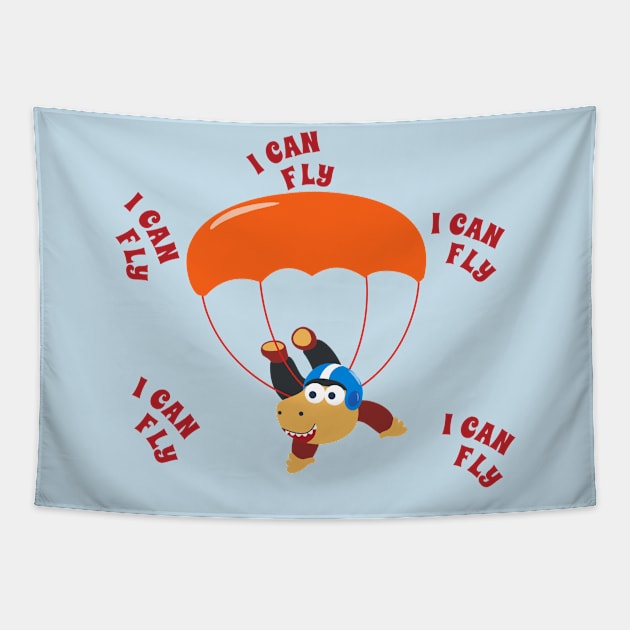 Vector illustration of a cute skydiver. Tapestry by KIDS APPAREL