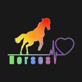 Horse rainbow color beautiful love T-Shirt