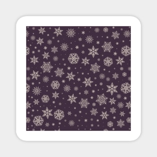 Dark Burgundy Background Winter Snowflakes Pattern Magnet