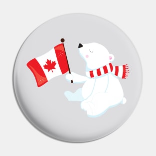 Canada Day, Polar Bear, Bear With Flag, Holiday Pin