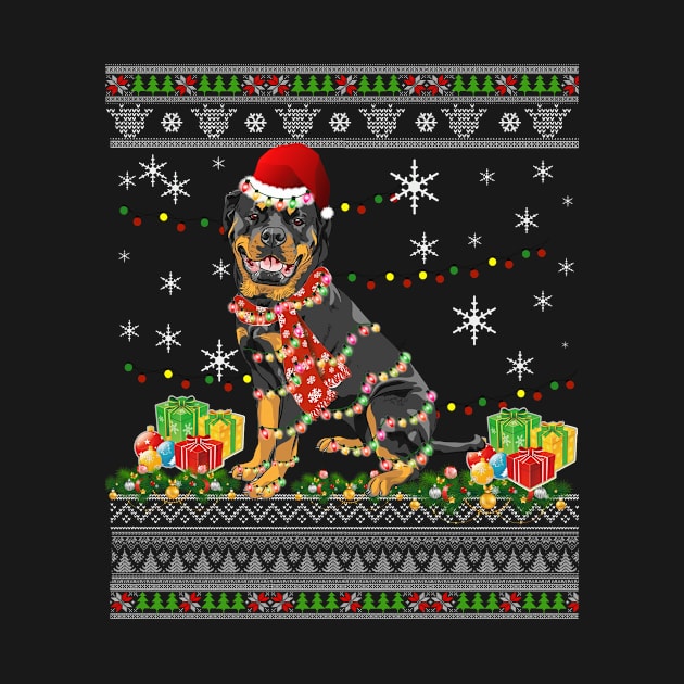 Rottweiler Ugly Christmas Funny Holiday by jenneketrotsenburg