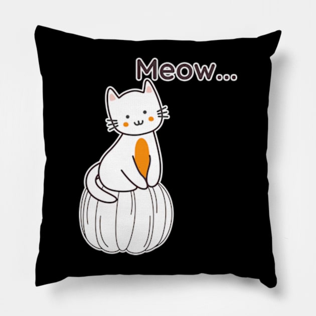 halloween cute on pumpkin Pillow by SYAO