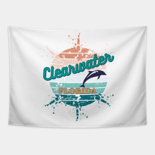 Clearwater Florida Exploding retro sunset Tapestry