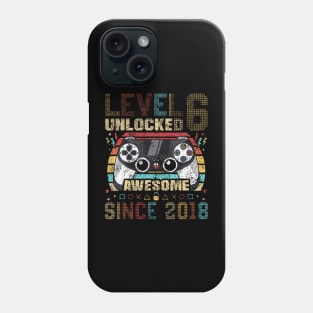 Level 6 Unlocked Awesome Since 2018 6Th Birthday Gaming Phone Case