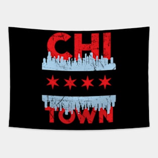 Chi Town Chicago Flag Skyline Tapestry