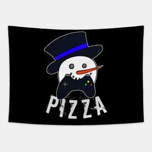 Snowman Face Gamer Pizza Tapestry