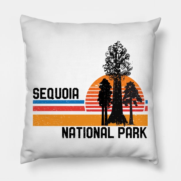 Vintage Sequoia National Park California Retro Sequoia Tree Pillow by mrsmitful01