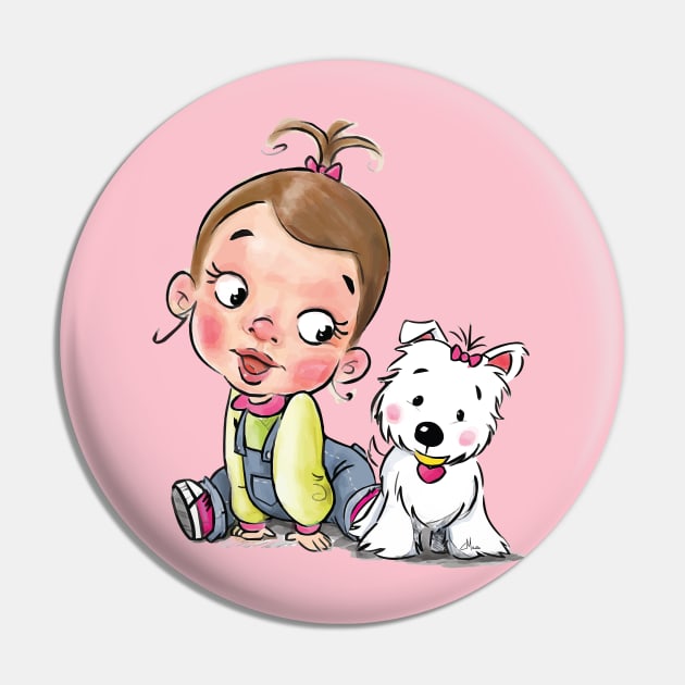 Little girl and westie puppy Pin by Teeject