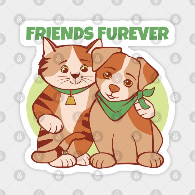 Friends Furever Cat and Dog Magnet by Sue Cervenka