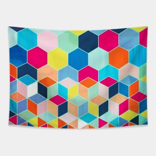 Super Bright Color Fun Hexagon Pattern Tapestry