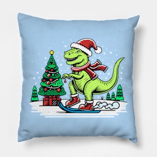 Christmas T-Rex Pillow