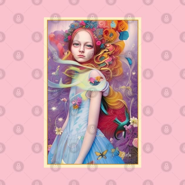 Stunning Alice in Wonderland painting of girl and flowers by ZiolaRosa